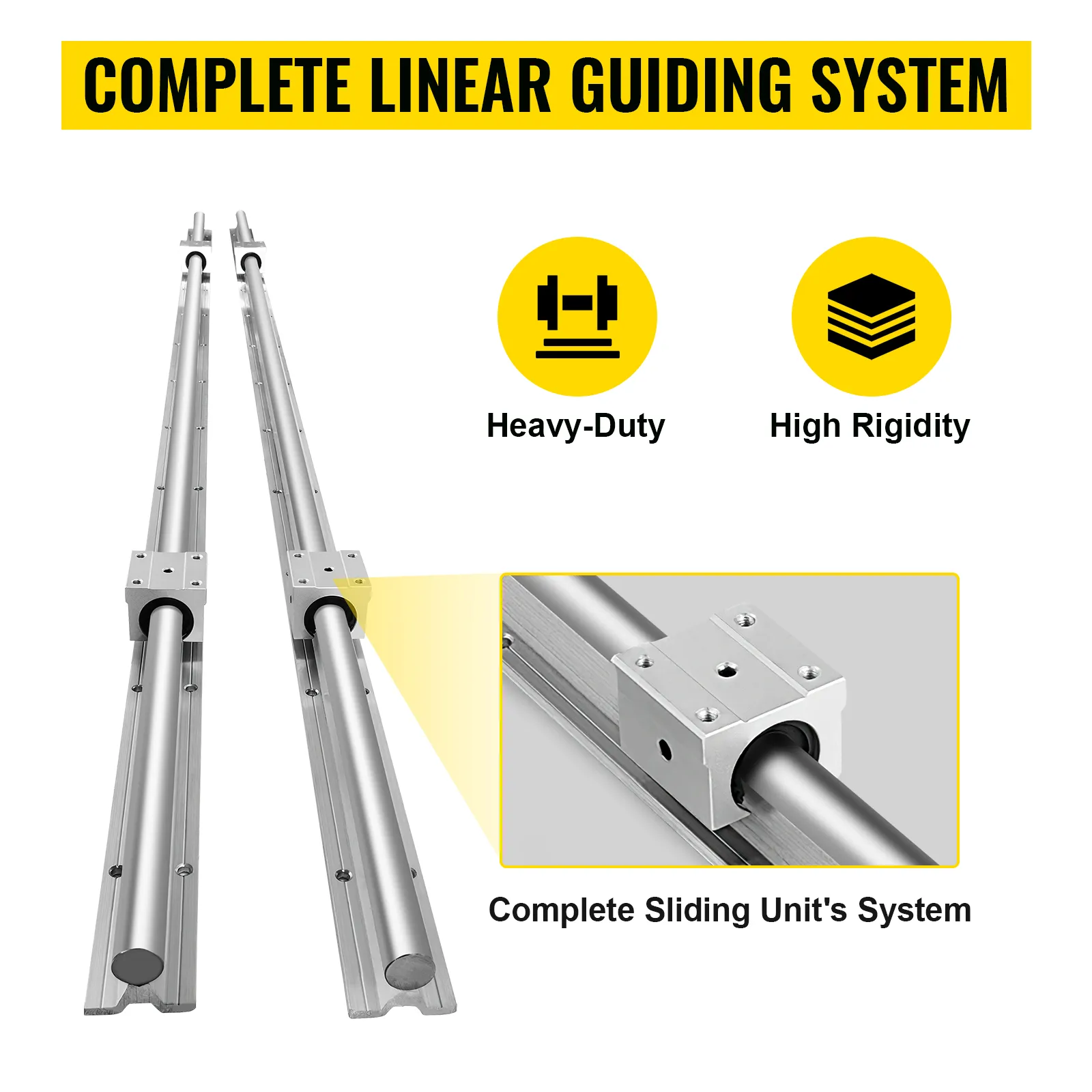 VEVOR linear rail set with heavy-duty, high rigidity, and complete sliding unit.