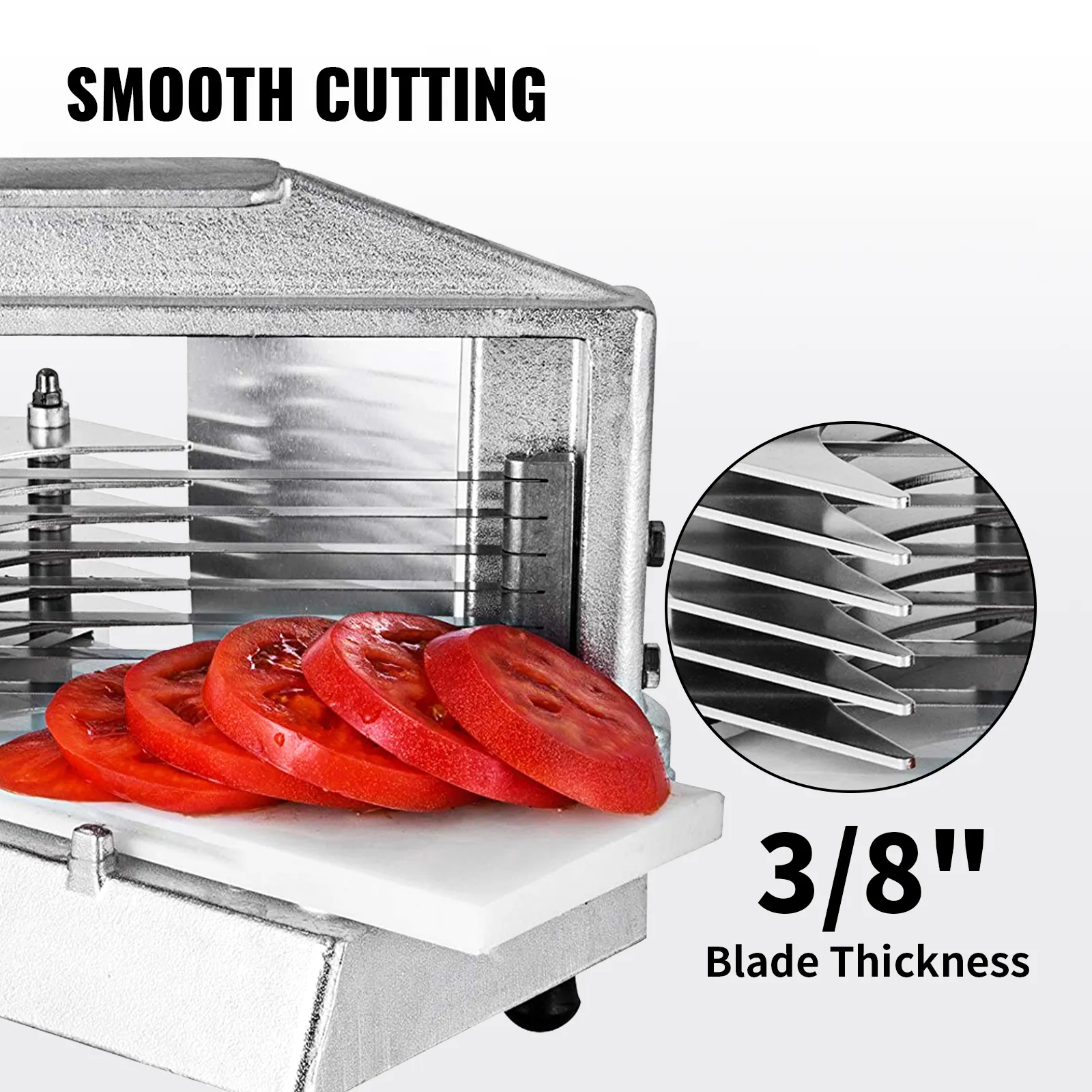Affettapomodori VEVOR con lama da 3/8" di spessore per un taglio uniforme.