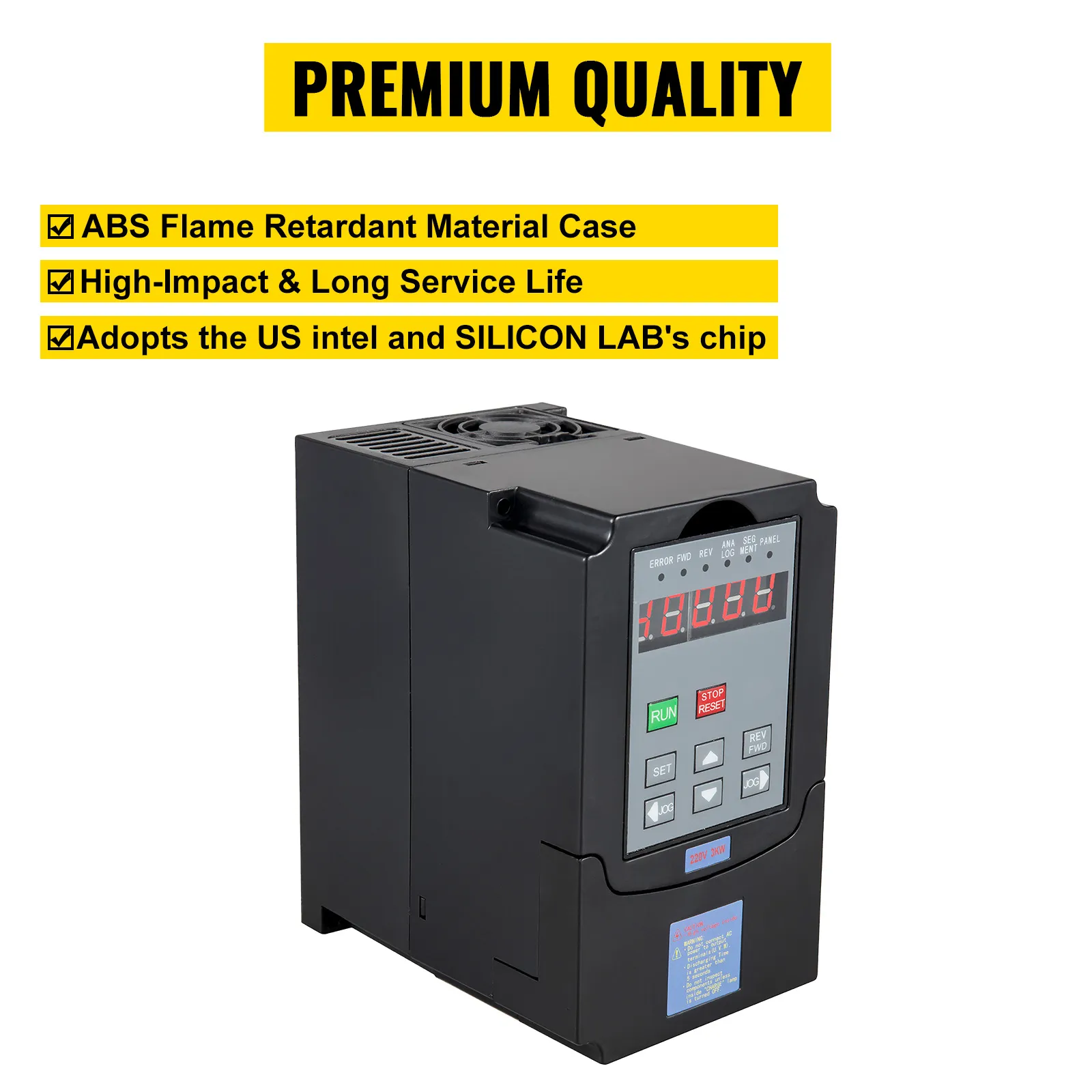 VEVOR 3kw vfd con carcasa retardante de llama ABS y chip Intel de laboratorio de silicio de EE. UU.