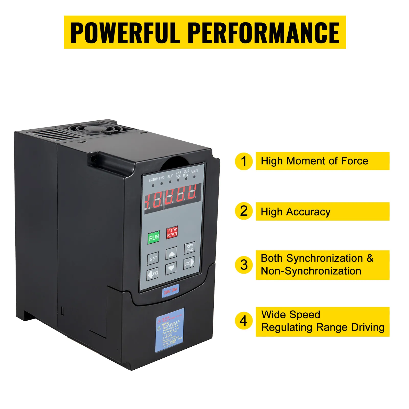 VEVOR 3kw vfd con alto rendimiento, precisión, sincronización y control de velocidad.