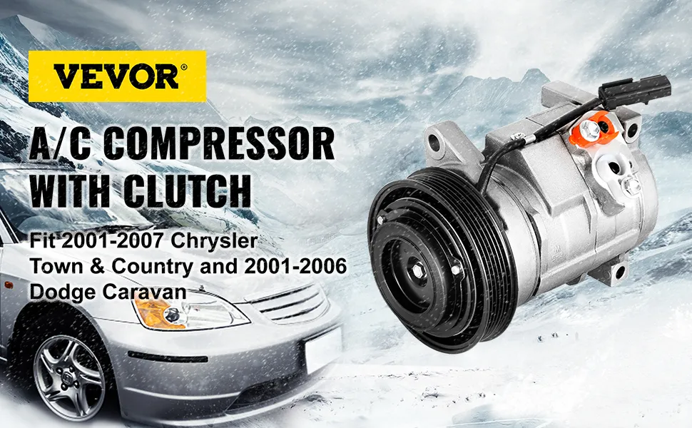 Compresor de aire acondicionado VEVOR con embrague para Chrysler 2001-2007 y Dodge Caravan 2001-2006