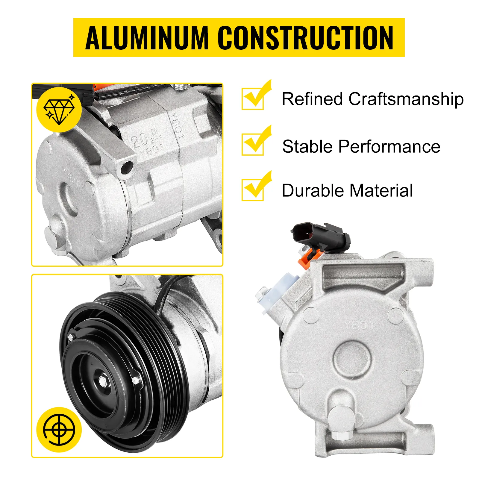 Compresor de aire acondicionado VEVOR con artesanía refinada, rendimiento estable y material duradero.