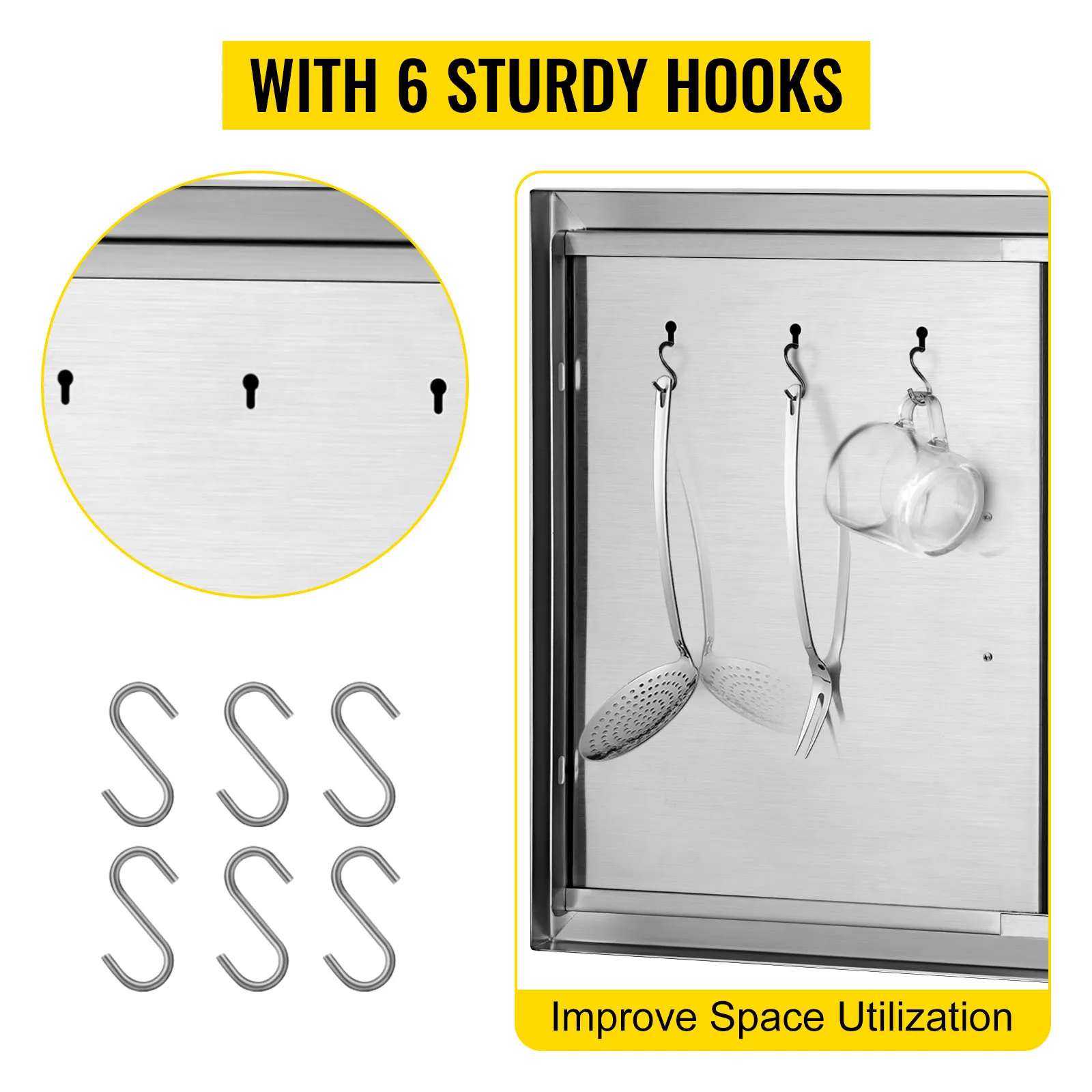VEVOR outdoor kitchen access door with 6 hooks for improved space utilization.
