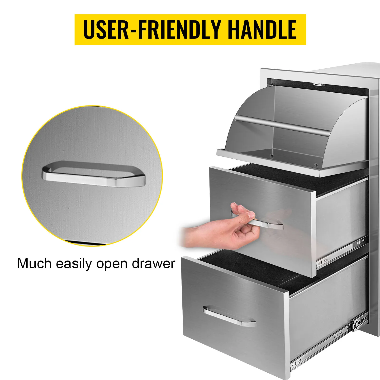 VEVOR outdoor kitchen drawers with user-friendly handles.