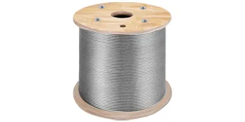 large spool of VEVOR stainless steel cable with wooden reel.