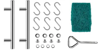Juego de accesorios para barbacoa con asas, ganchos en forma de S, tornillos y un estropajo para puerta de acceso a barbacoa VEVOR.