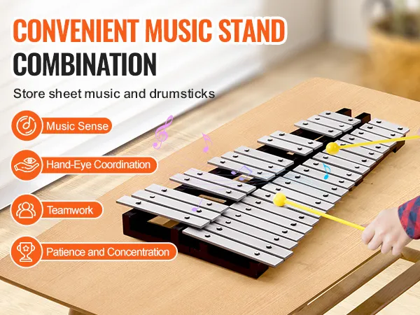 VEVOR klokkenspelxylofoon met muziekstandaard, bevordert de hand-oogcoördinatie en het muziekgevoel.