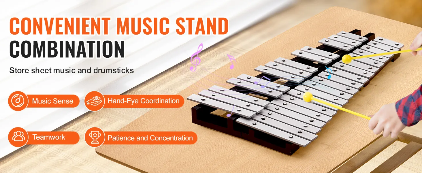 VEVOR klokkenspelxylofoon met muziekstandaard, bevordert de hand-oogcoördinatie en het muziekgevoel.