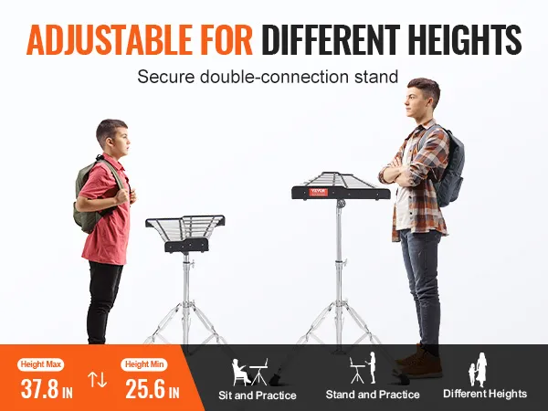 adjustable VEVOR glockenspiel kit stand for different heights, 37.8in max, 25.6in min.