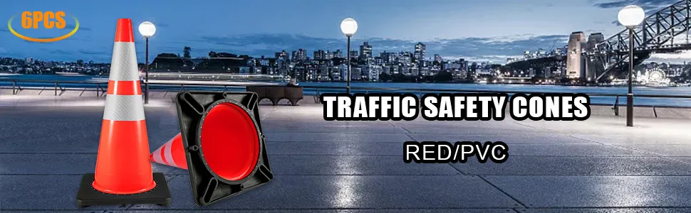 VEVOR verkeerskegels 6st, rood met reflecterende witte strepen, pvc materiaal