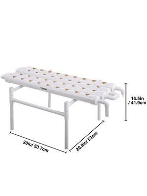 VEVOR hydroponic grow kit with 36 planting sites and dimensions labeled.