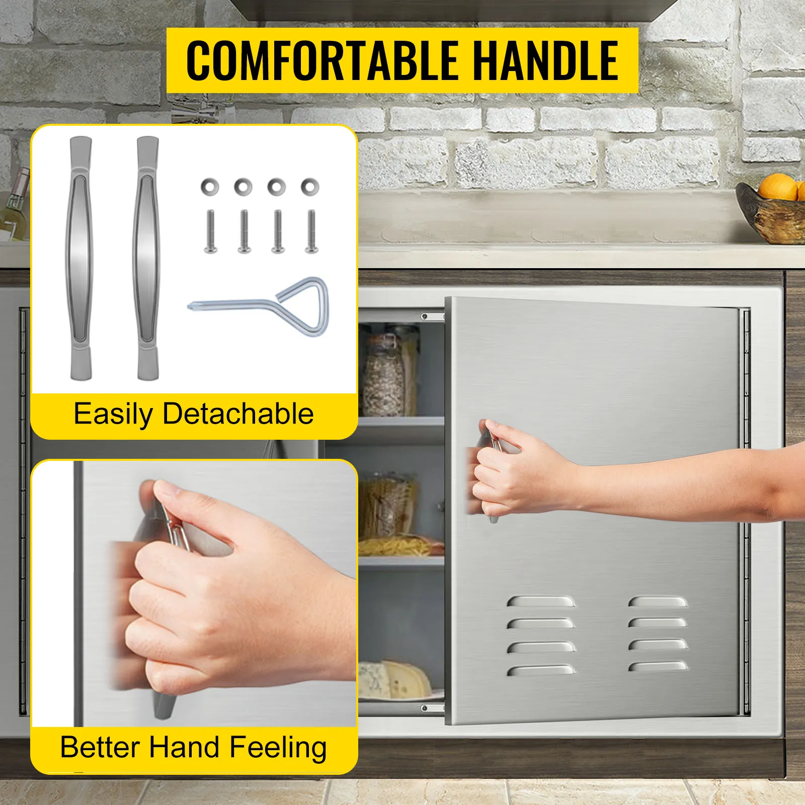 Puerta de isla de barbacoa VEVOR con asas desmontables y agarre cómodo.