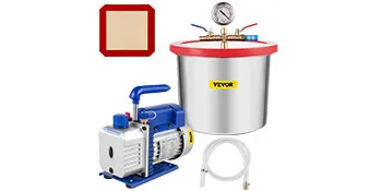 Kit de cámara de vacío VEVOR con cámara, bomba, manómetro, manguera y junta.