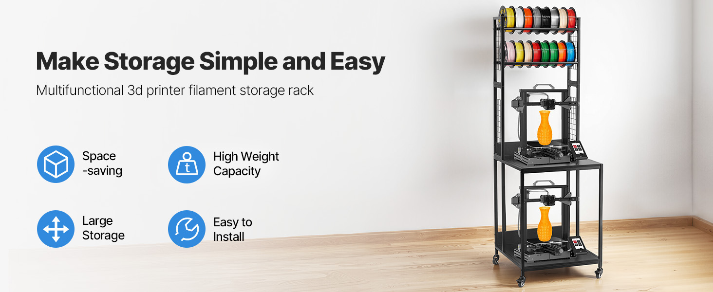 Colorful filament spools for 3D printing on the Bambu P2S - filament storage rack