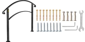 VEVOR handrails with bolts, screws, and wrench for installation.