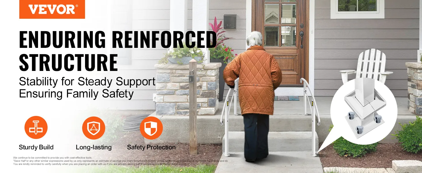 VEVOR handrails ensuring safety and stability for elderly on stairs.