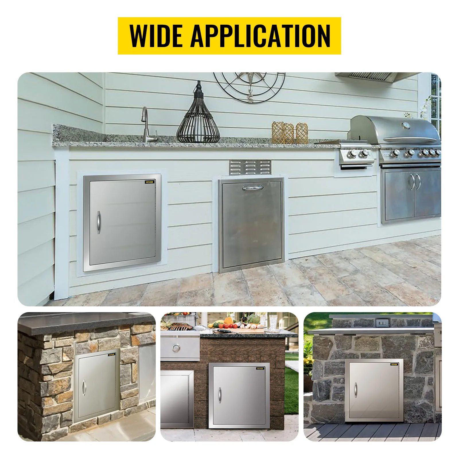 outdoor kitchen with VEVOR bbq access door showcasing wide application in various setups.