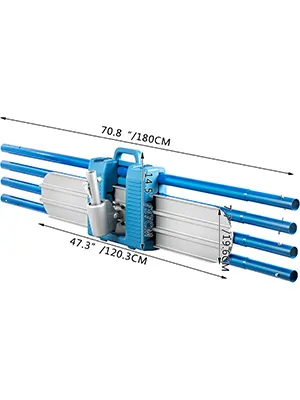 VEVOR bull float with blue handles and adjustable measurements 180cm x 120.3cm.