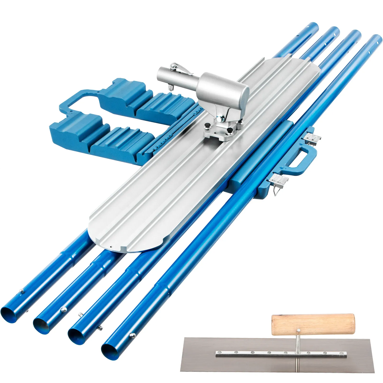 VEVOR bull float with blue poles and handle, includes additional float tool.