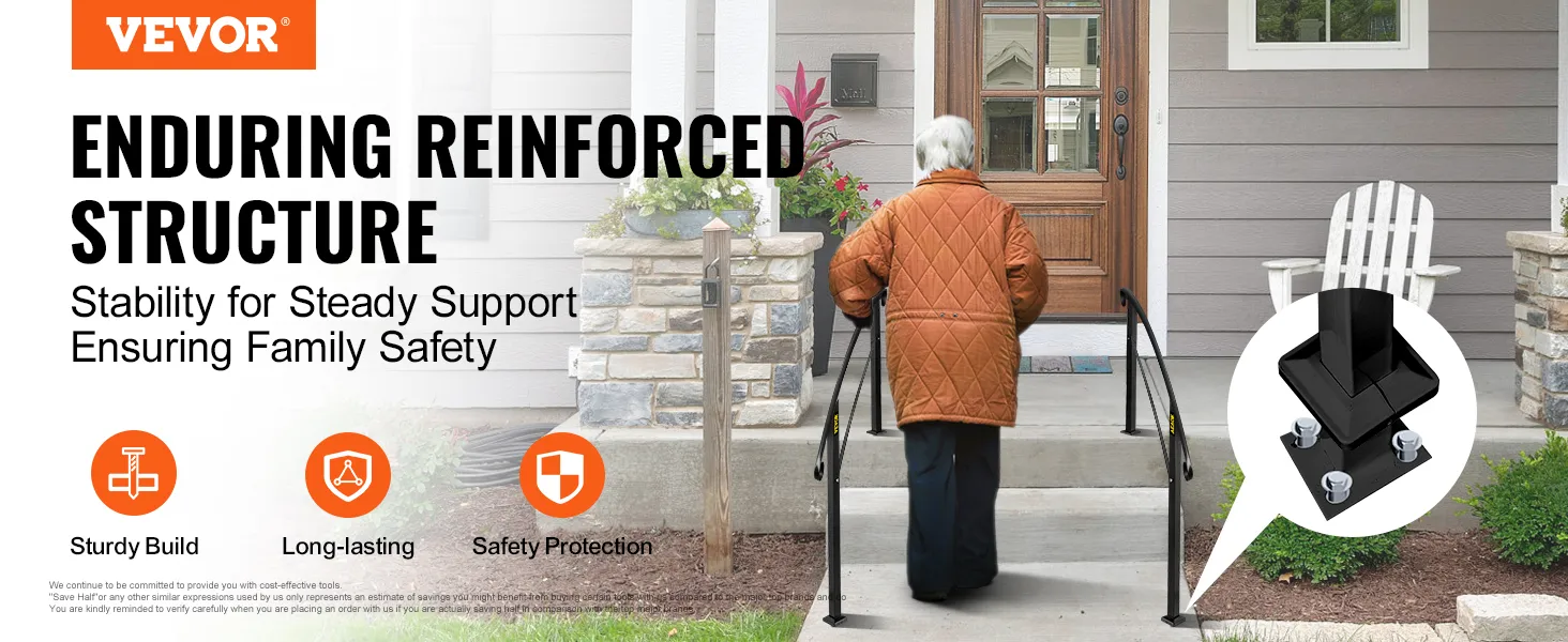 VEVOR 4-step handrail for reinforced support and family safety. sturdy, long-lasting protection.