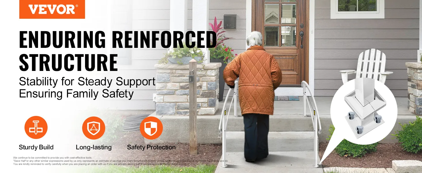VEVOR outdoor handrails providing sturdy support and safety for home entrances.