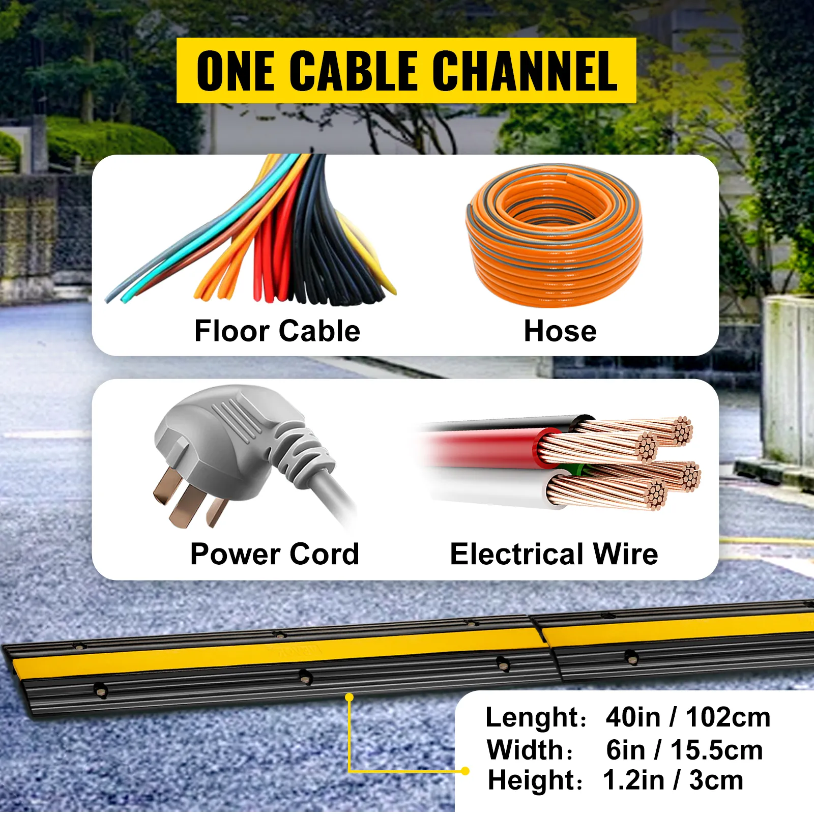 VEVOR cable protector ramp for floor cables, hoses, power cords, and electrical wires.