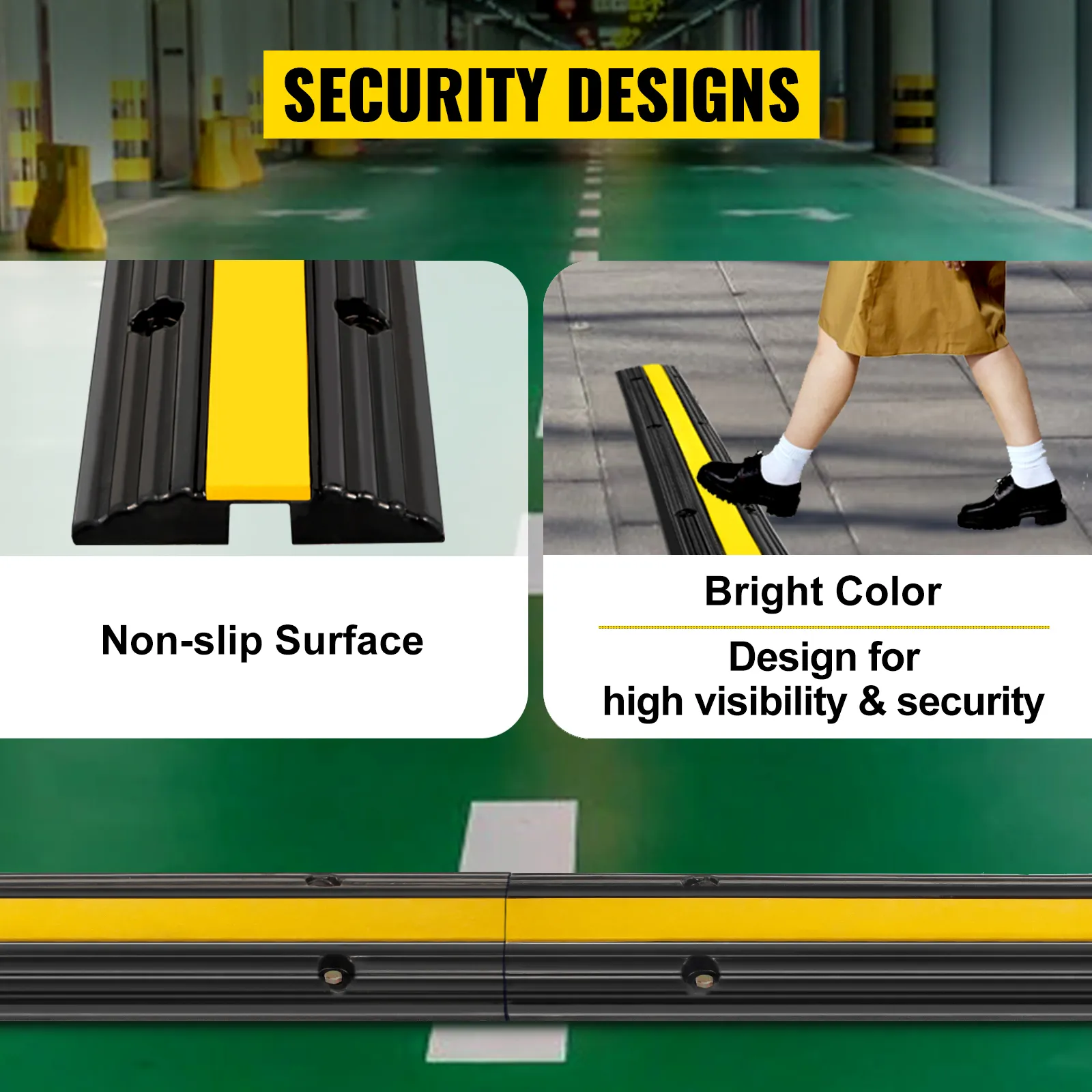 VEVOR cable protector ramp with non-slip surface and bright color for high visibility.