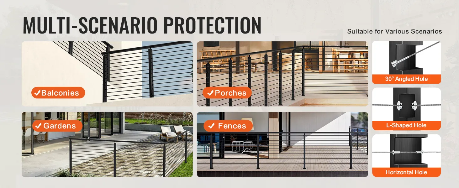 VEVOR multi-scenario protection for balconies, gardens, porches, and fences.