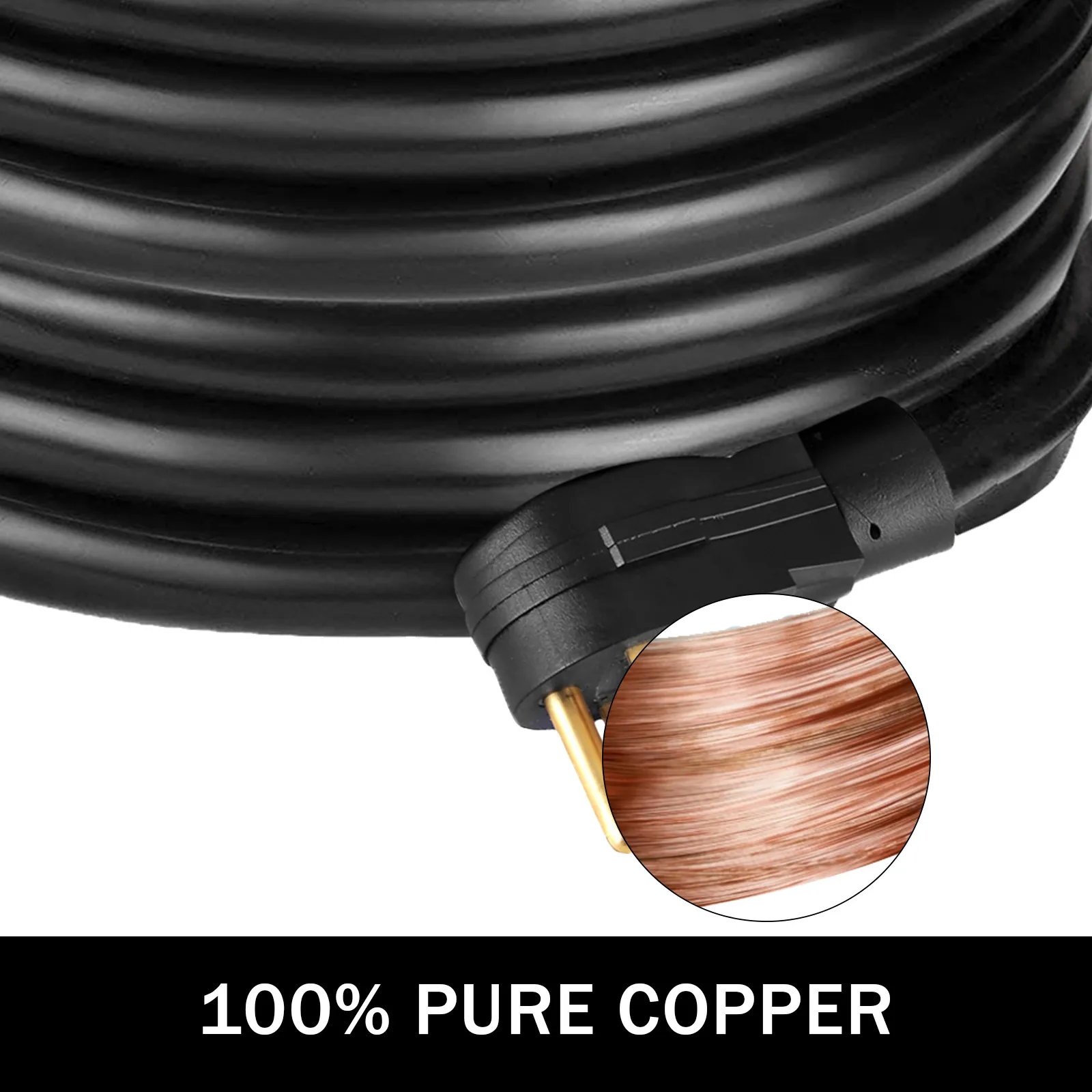 Cable de extensión para RV VEVOR de 40 amperios, 100 % cobre puro, cable en espiral negro