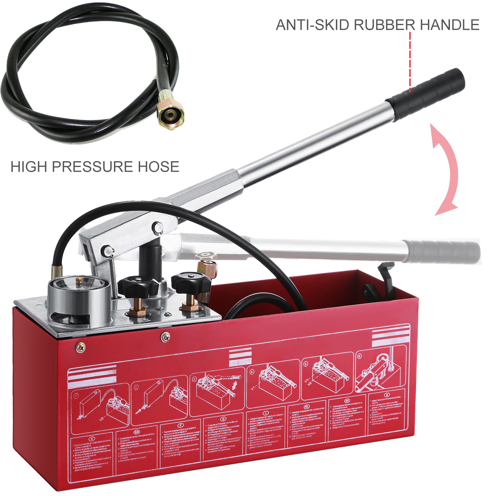 Hydraulic Pressure Test Pump 50 Bar 725 PSI 3 Gallon Tank 45ML 1/2