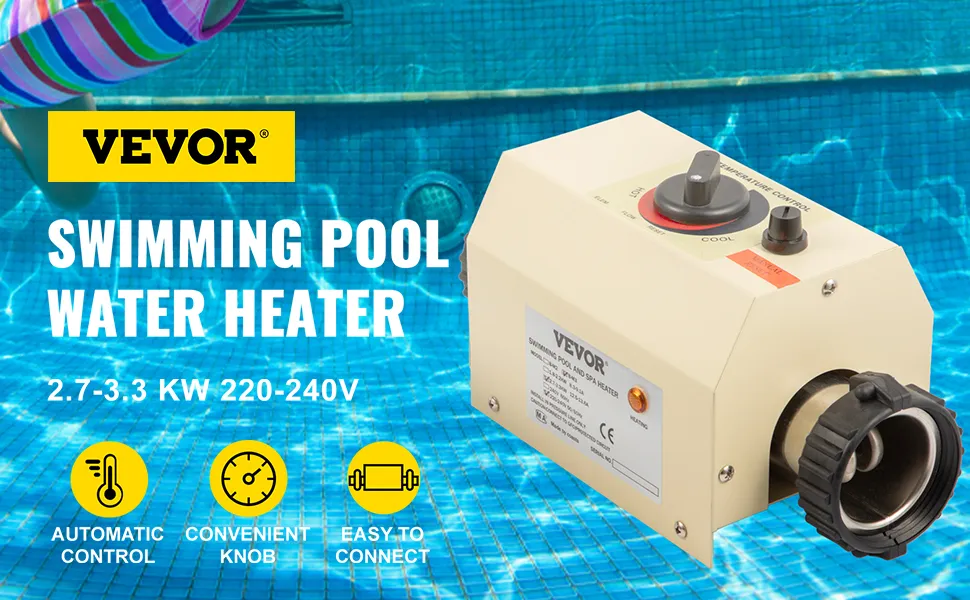 Calentador de agua eléctrico VEVOR para piscinas, 2,7-3,3 kw, con control automático.