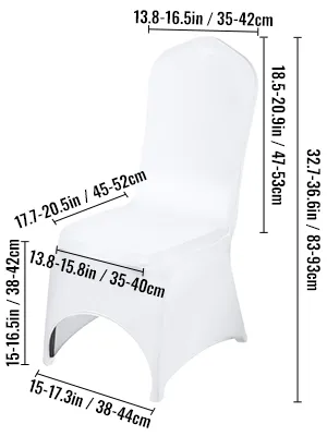 sedia bianca con fodere per sedie VEVOR, disponibile in varie dimensioni e misure.