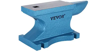 VEVOR single horn anvil, blue with robust base and polished top.