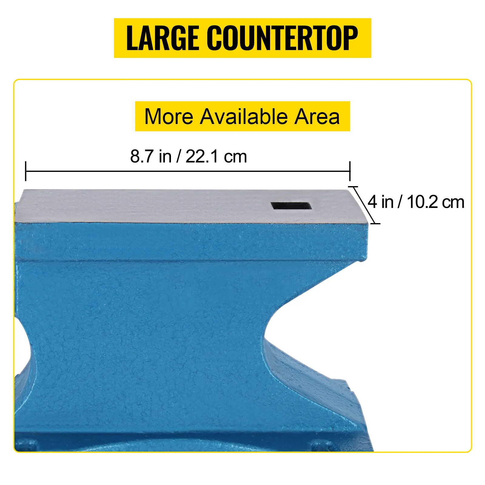 VEVOR single horn anvil with large 8.7 in x 4 in countertop for more available area.