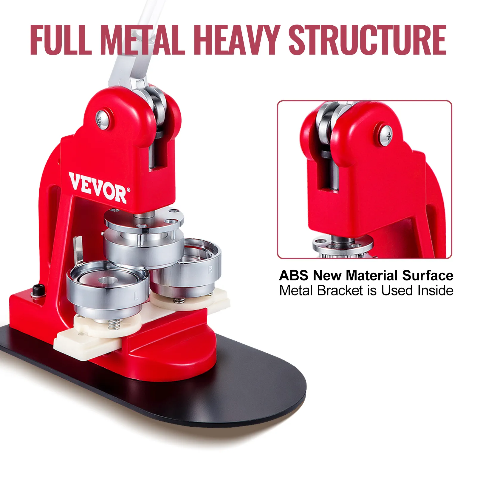 VEVOR button maker with full metal heavy structure and abs new material surface.