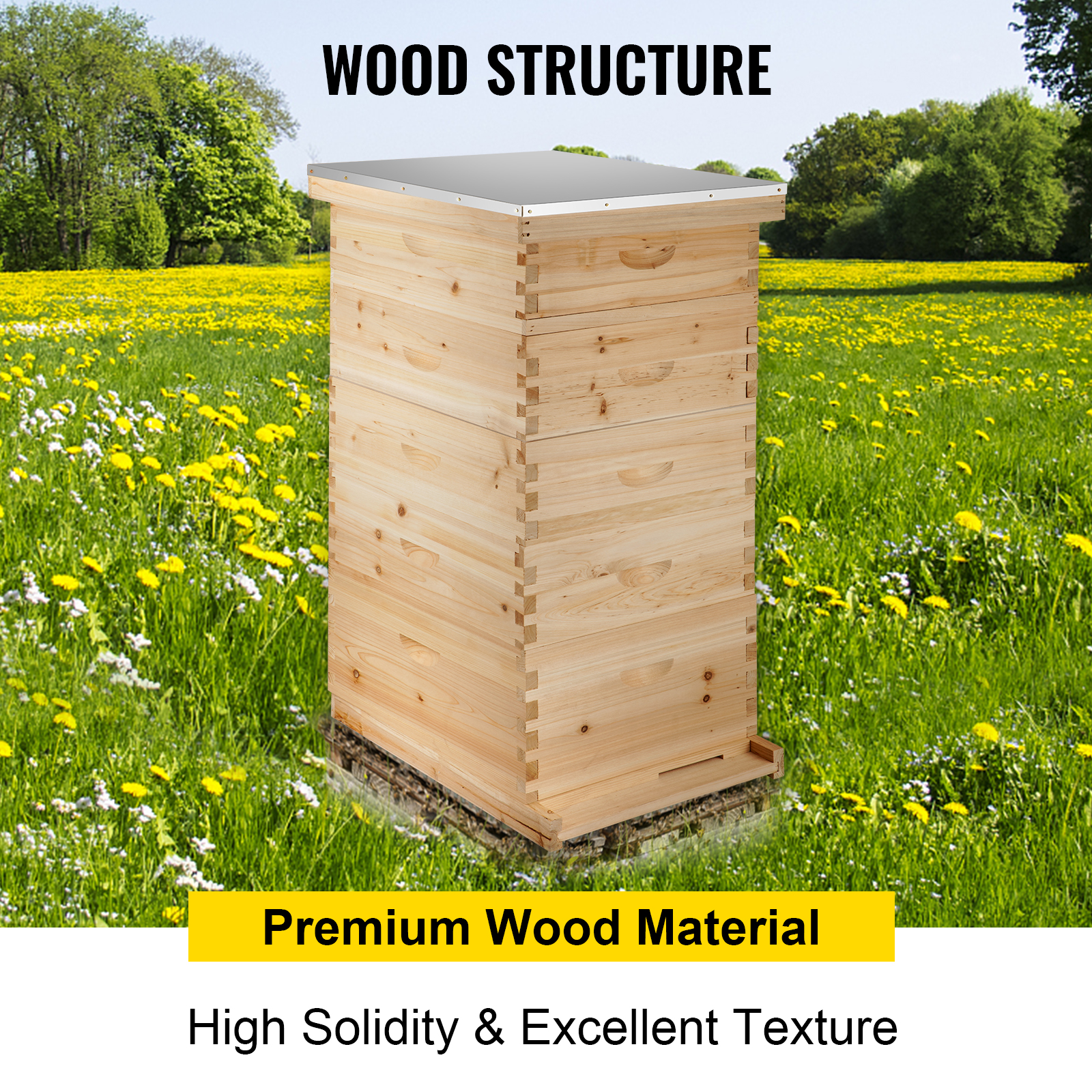 VEVOR 5 Boxes 10-Frame Bee Hive 1 Deep and 4 Medium Box