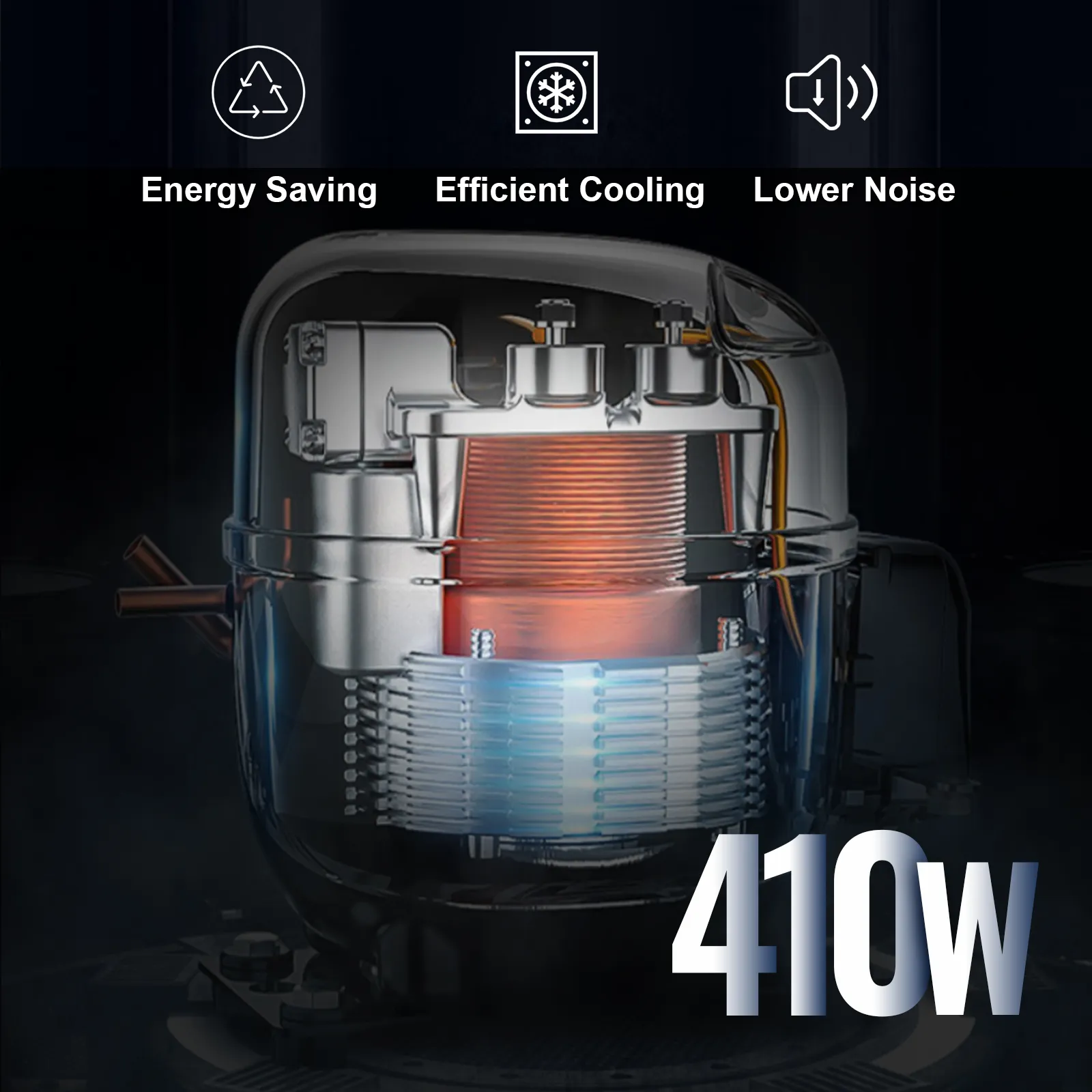 Máquina de hielo comercial VEVOR, ahorro de energía, enfriamiento eficiente, menor ruido, 410w.