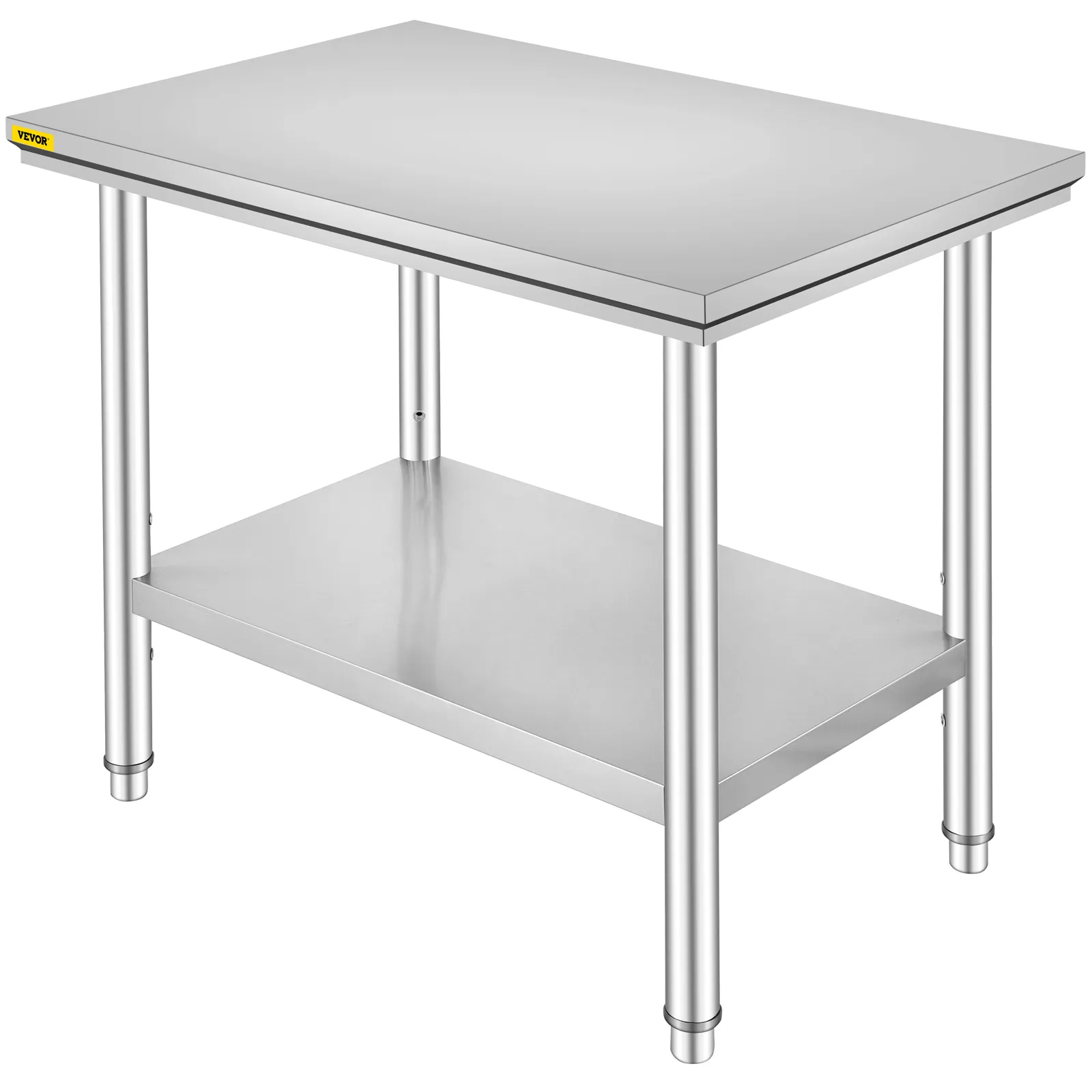 Mesa de preparación de acero inoxidable VEVOR con estante inferior.