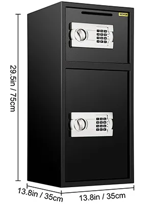 Cassaforte di sicurezza VEVOR con doppia serratura con tastiera digitale, altezza 75 cm, larghezza 35 cm.
