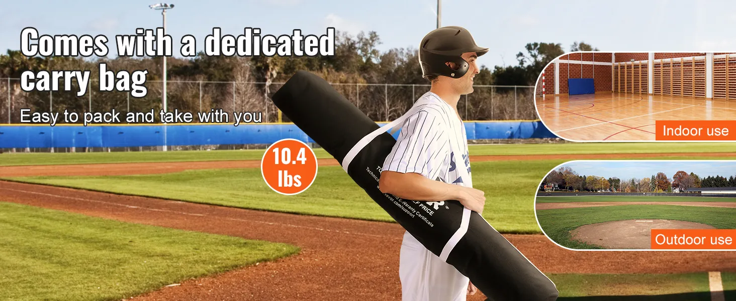 Red de práctica de béisbol VEVOR con una bolsa de transporte dedicada para uso en interiores y exteriores. Fácil de empacar, 10,4 libras.
