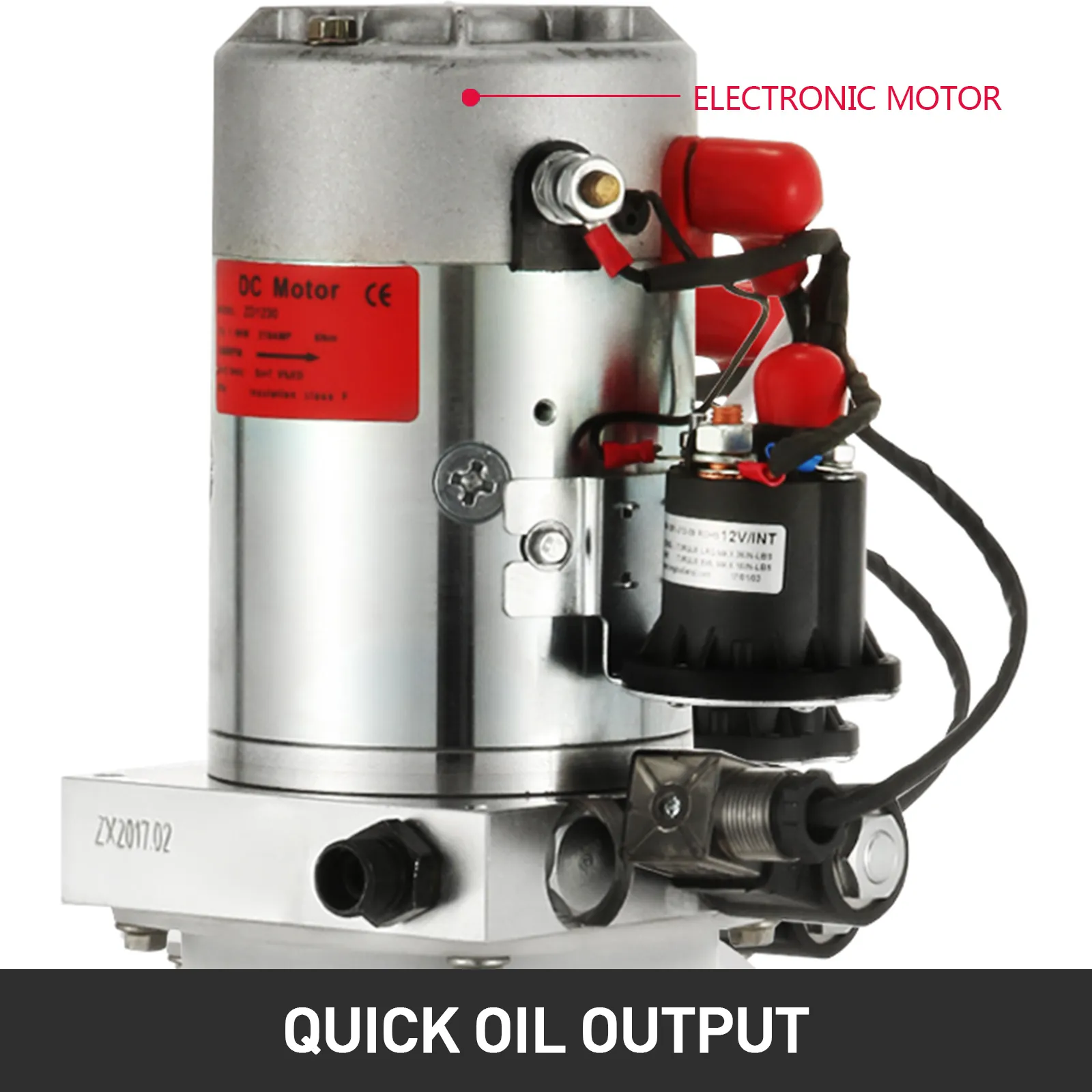 Bomba hidráulica VEVOR con motor electrónico para salida rápida de aceite.