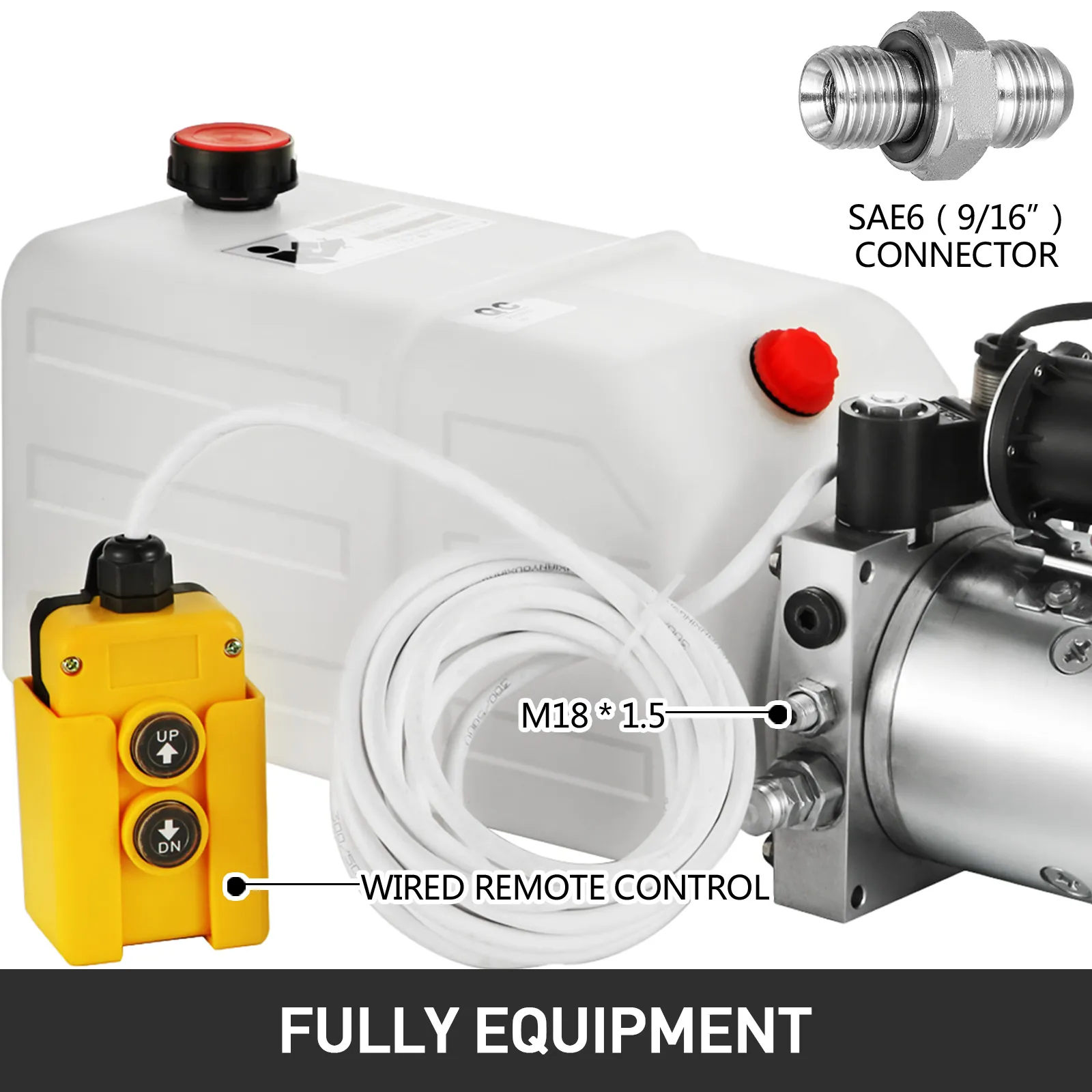 Bomba hidráulica VEVOR con control remoto con cable y conector sae6.