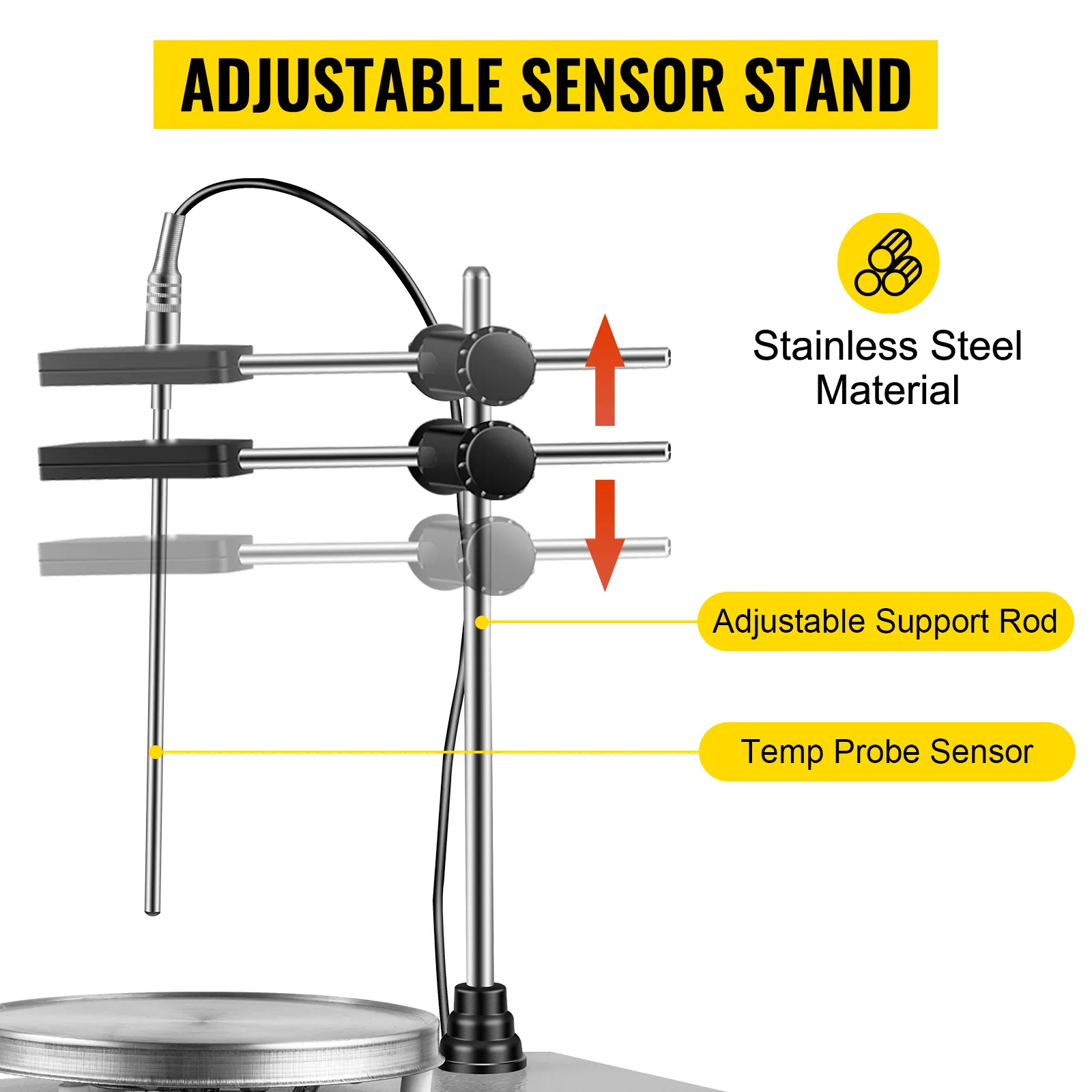 Soporte de sensor ajustable con material de acero inoxidable para agitador magnético VEVOR.