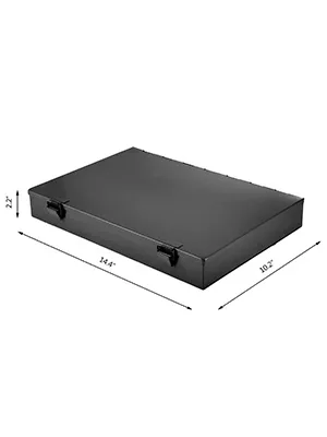 black carrying case for VEVOR tap and die set, dimensions: 14.4"x10.2"x2.2".