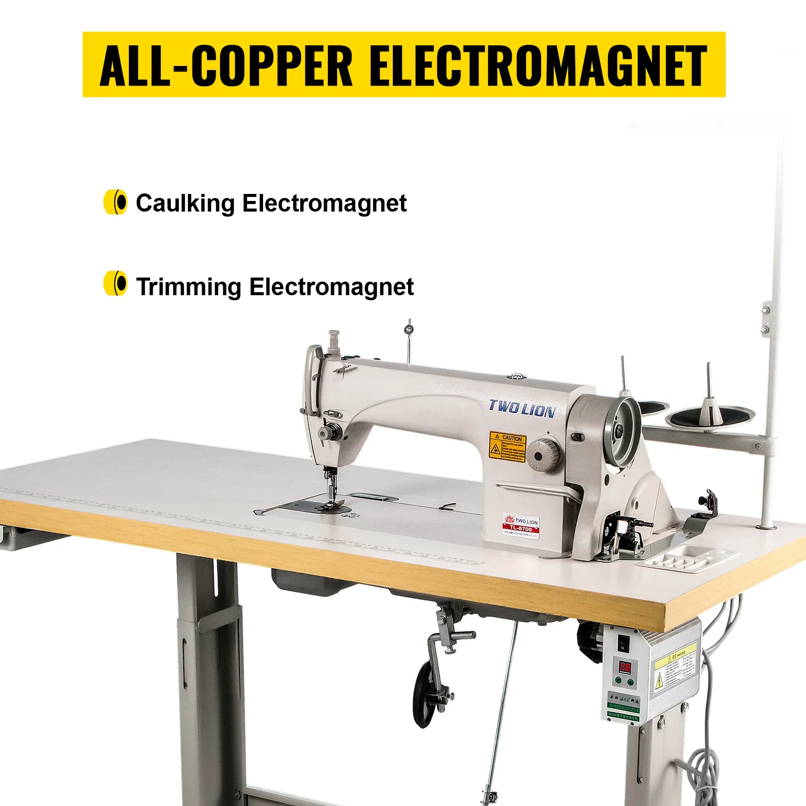 VEVOR industrial sewing machine with all-copper electromagnet for caulking and trimming.