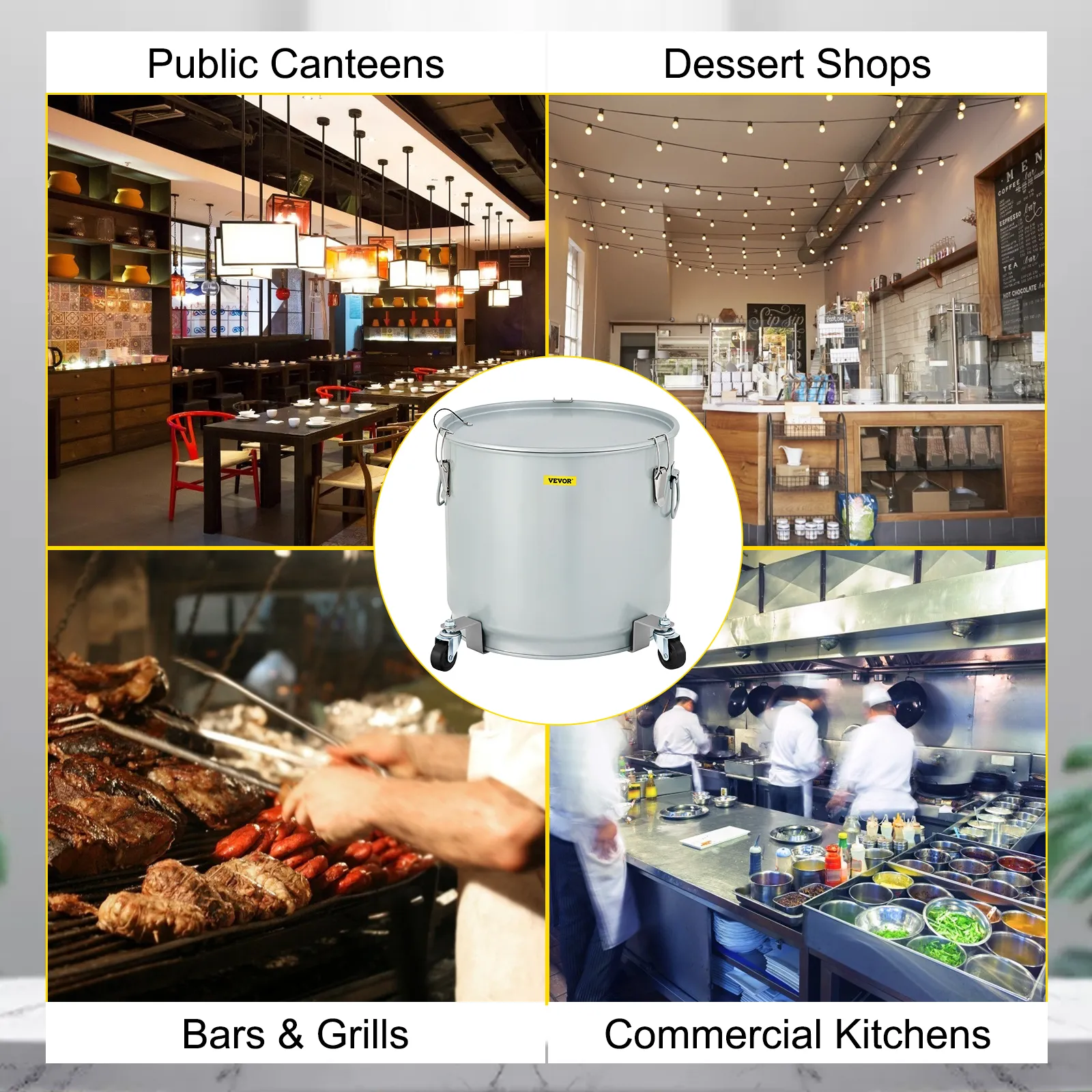 Cubo de grasa para freidoras VEVOR para comedores públicos, pastelerías, bares y parrillas y cocinas comerciales.