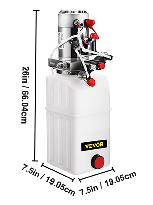 VEVOR-Hydraulikpumpe, 26 Zoll Höhe, weißer Behälter, 7,5 Zoll Breite.