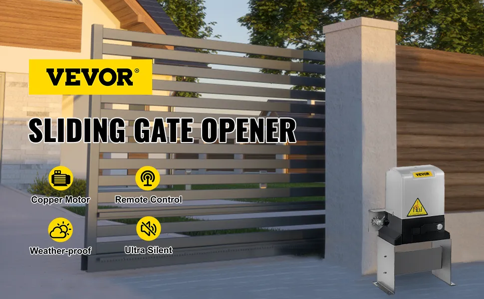 Abridor de puerta corredera VEVOR con motor de cobre, control remoto, resistente a la intemperie, ultra silencioso.