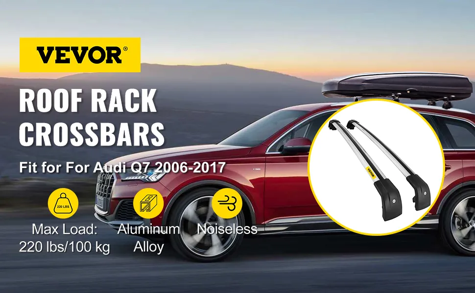 Barras transversales de techo VEVOR aptas para Audi Q7 2006-2017, carga máxima 220 libras, silenciosas.