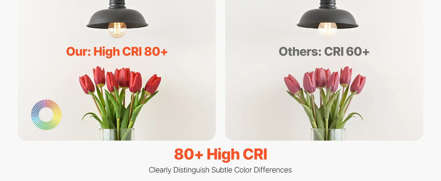 VEVOR 6 Pack Edison Bulbs LED, A19 Vintage Edison Light Bulbs, 4.5W Dimmable 450 Lumens, 2700K Warm White, E26 Base LED Filament Bulb, Antique Glass Style for Home, Bedroom, Office, Farmhouse,CRI80+